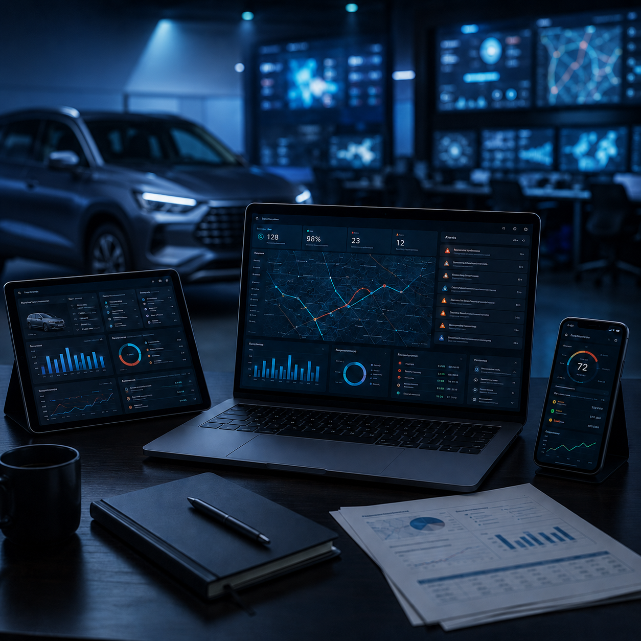 Painel de gestão de frotas da OBDI Smart